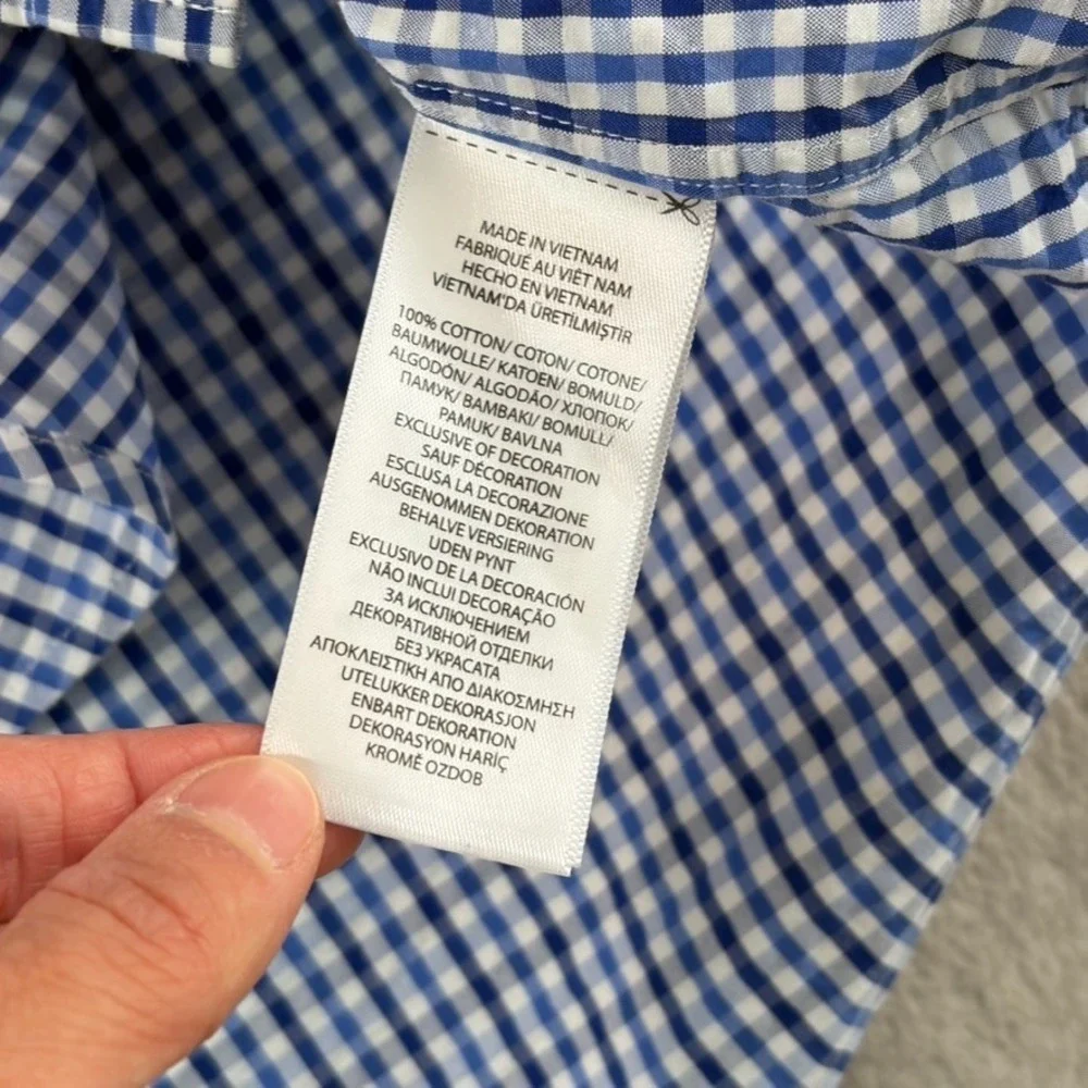 Polo Ralph Lauren Slim Fit Seersucker Shirt in Blue Gingham Check Men XL Pony